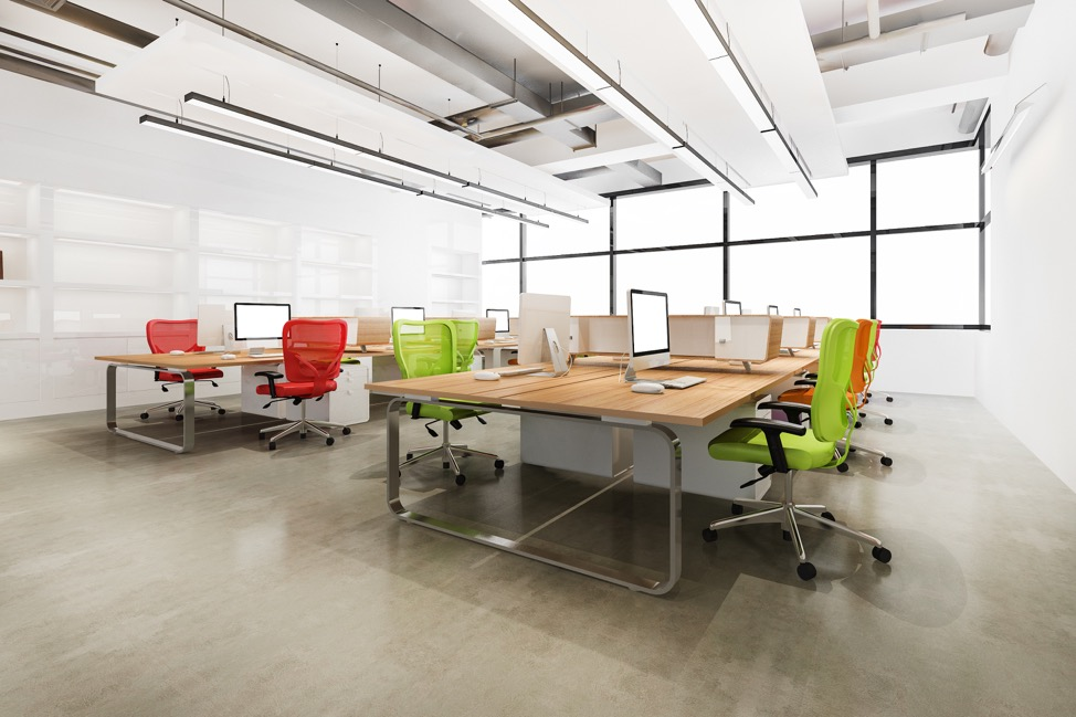 workstations in an office