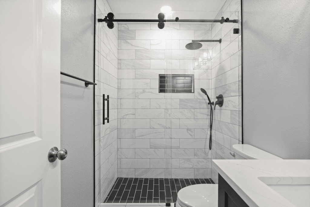Walk-in shower in a bathroom