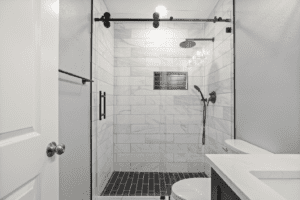 Walk-in shower in a bathroom